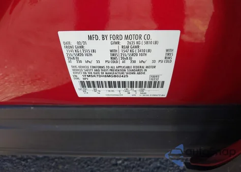 2021 Ford Explorer Xlt из США, поврежденный, VIN 1FMSK7DH8MGB02425